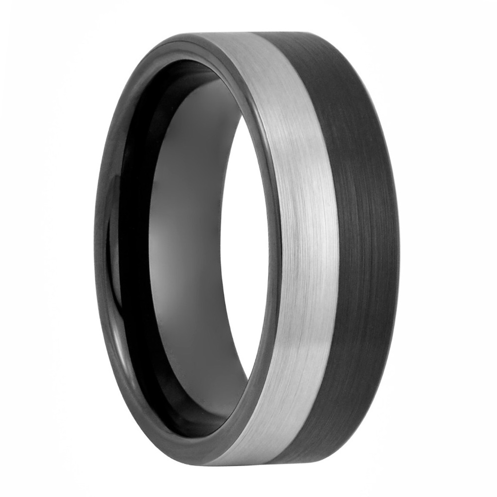 8mm Tungsten Ring Band Brushed & Polished 8.5-11